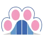 Services DataTabby stylized logo pink and white cat paw print.