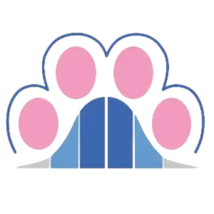 Home DataTabby stylized logo pink and white cat paw print.