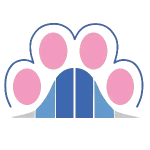 Home DataTabby stylized logo pink and white cat paw print.